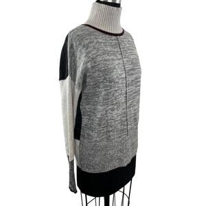 Autumn Cashmere Gray Black Long Sleeve Colorblock Turtleneck Sweater S Small
